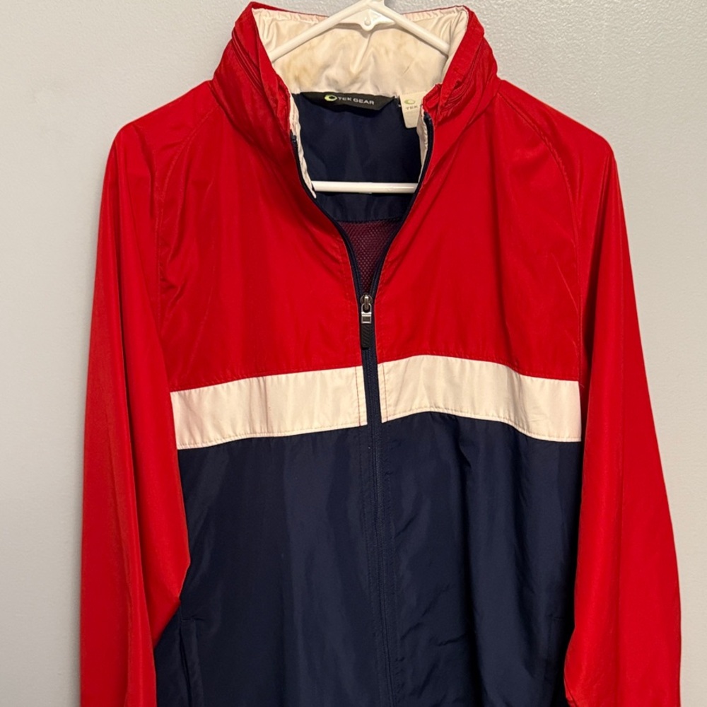 Red, White, and Navy Windbreaker